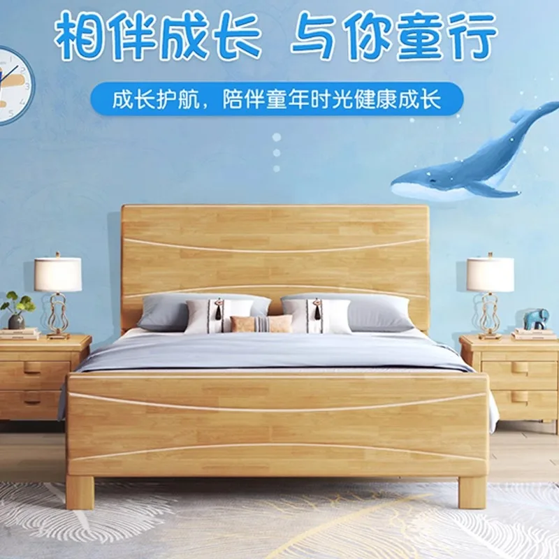 Solid wood 1.5 meters master bedroom 1.8 meters oak bed, modern simple double bed 1.2 meters
