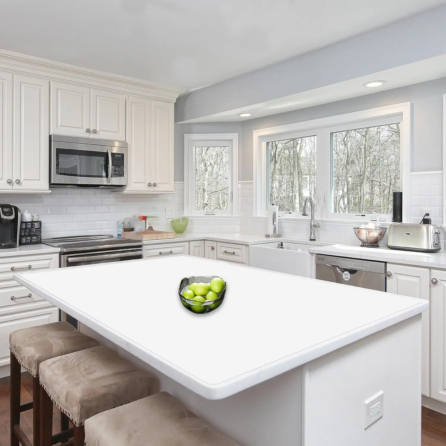 

Большой термостойкий силиконовый коврик для кухонной стойки, 48x32 дюйма, водонепроницаемая нескользящая защита для столов и верстаков