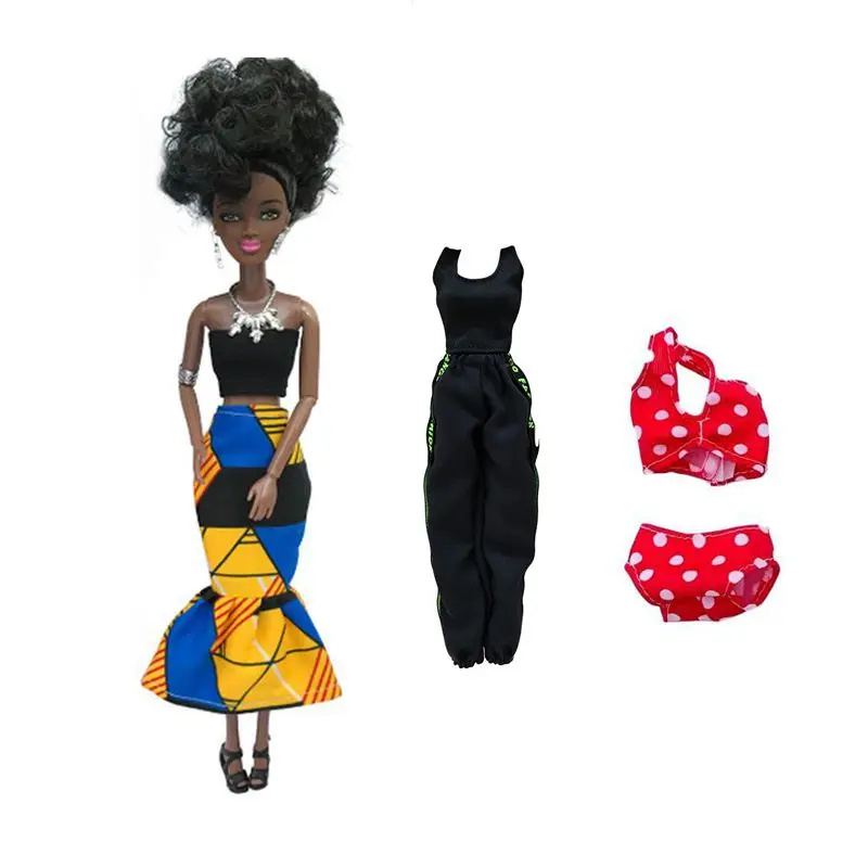 

11.5 Inch Black Female Dolls Kids Toys Fashion African Woman Sport Wear Bikini Swimsuit Fast Shipping Birthday Present For Girl