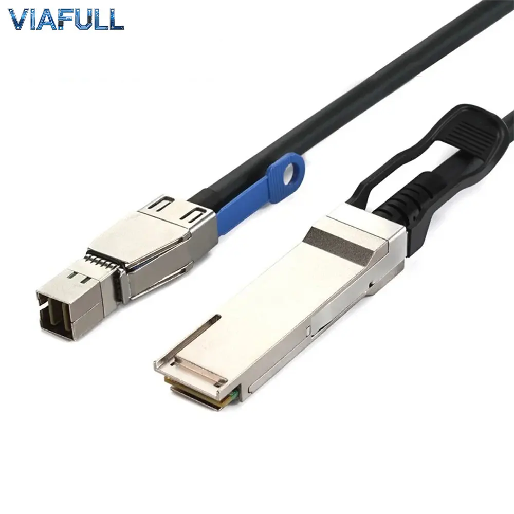 SFF-8644 to SFF-8436 QSFP 40G Stacking Cable Mini SAS HD to QSFP SAS 12Gbps Adapter 28AWG Copper Server Connection Cord 0.5M-3M