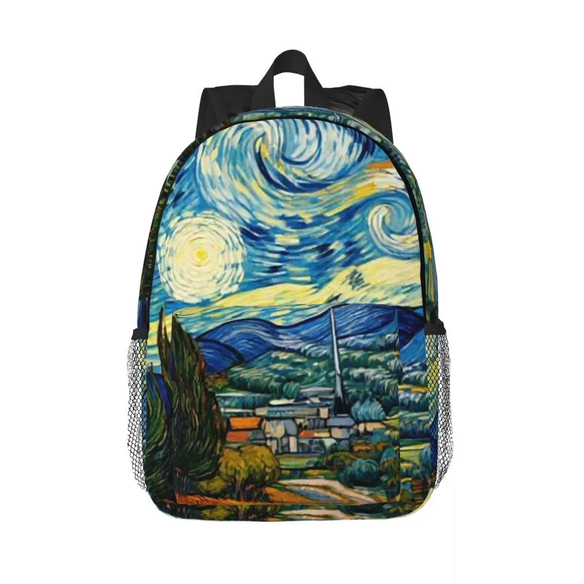 Van Gogh Inspired Floral And Starry Night Backpack Daypack Large Capacity Boys Girls BookBag Shoulder Bags for Unisex School Bag