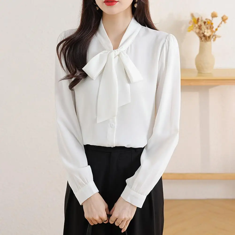 

New Arrival Shirt Womens Blouse Vintage Work Casual Tops Chiffon Blouse Bow Elegant Loose Women Business Shirts 2025