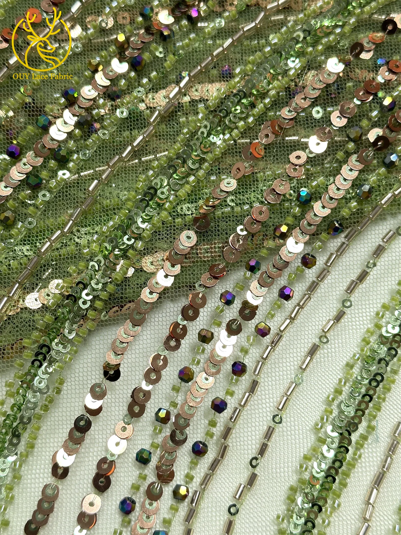 Lila luxuriöser afrikanischer schwere Perlen-Chiffon-Spitzenstoff 2026 Hochwertiger nigerianischer Pailletten-Spitzenstoff für Abendkleider 5 Yards – Detail 23