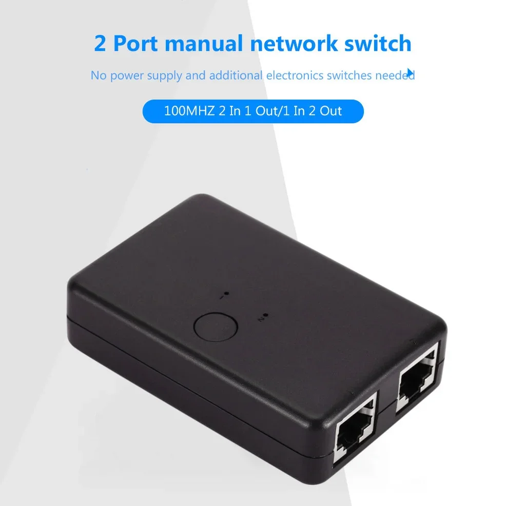 LccKaa-Network Switch Selector, 2 portas, RJ45, 100MHz, 2 em 1 saída, 1 em 2 de saída, Interno, Externo, LAN, Rede CAT6 Switcher, Splitter Box