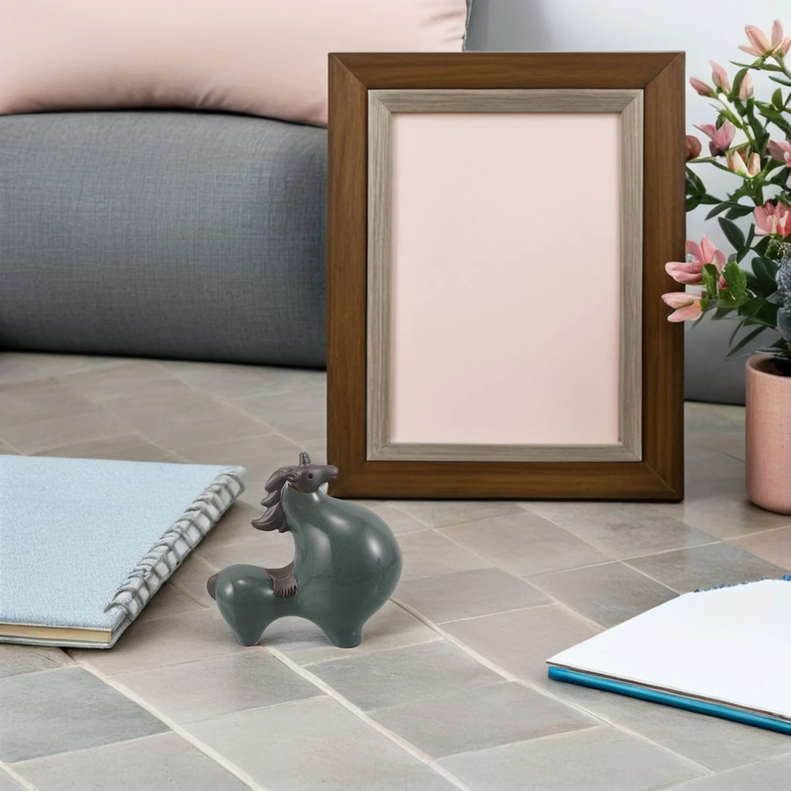 

Ceramic Chinese Horse Wealth Attracting Decor Feng Shui Lucky Small Desk Table Office Home Decoration Horse Figurine