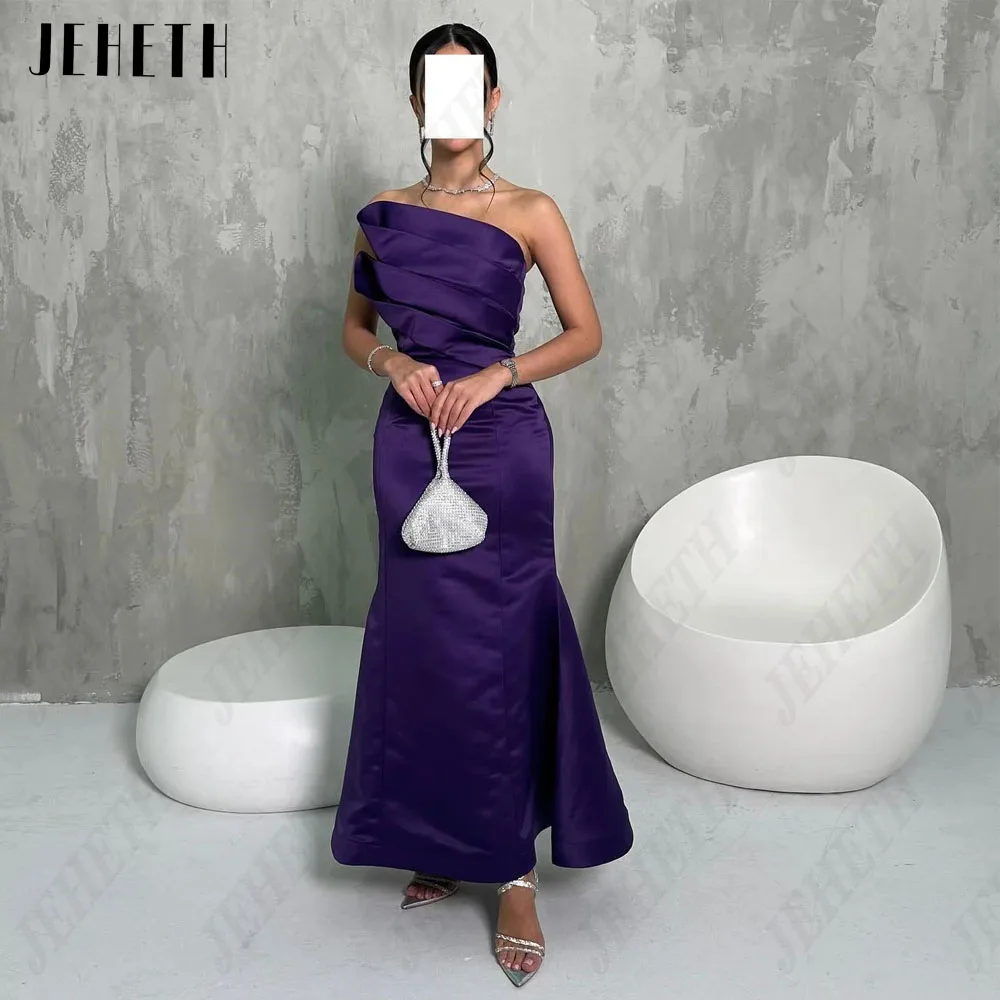 JEHETH Sereia Cetim Arábia Saudita Prom Vestido Strapless Roxo Sem Mangas TornozeloJEHETH Sereia Cetim Arábia Saudita Prom Vestido Strapless Roxo Sem Mangas Tornozelo Comprimento Vestido de noite فساتين سهره فاخره 2024