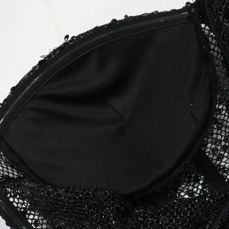 فساتين طويلة بأكمام بدون حمالات ترتر فساتين نسائية شفافة أنيقة للحفلات المسائية فستان ماكسي لأعياد الميلاد والحفلات الراقصة XSY22 #5