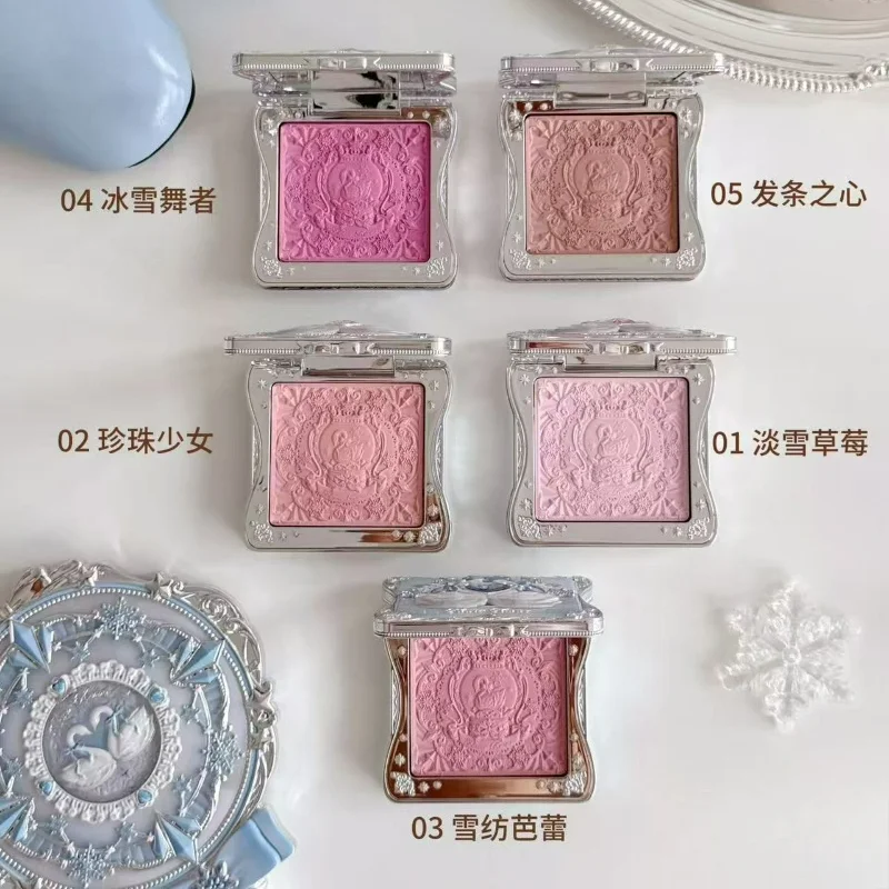 Flower Knows Snow Ballet Swan Relief Air Blush Expansion Shrink Color Long-lasting Cheek Face Makeup