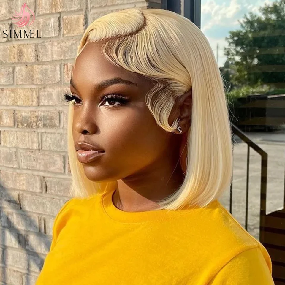 

Блондинка # Короткие парики-боб 613 из натуральных волос, швейцарский кружевной фронтальный парик 13x4, парик с прямым срезом, парик с Т-образным кружевным фронтом 4x4, предварительно выщипанные волосы