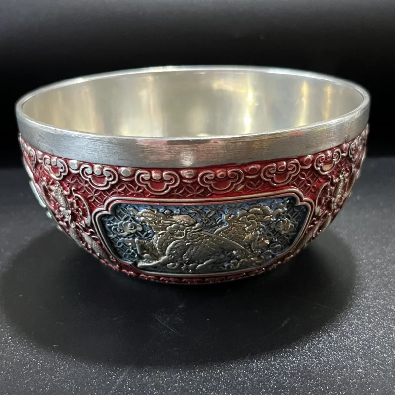 

Династия Цин, эпоха Цяньлуна, посеребренная окрашенная чаша с сокровищами, поделки для гостиной, домашний декор, украшения в античном стиле, античная бронза