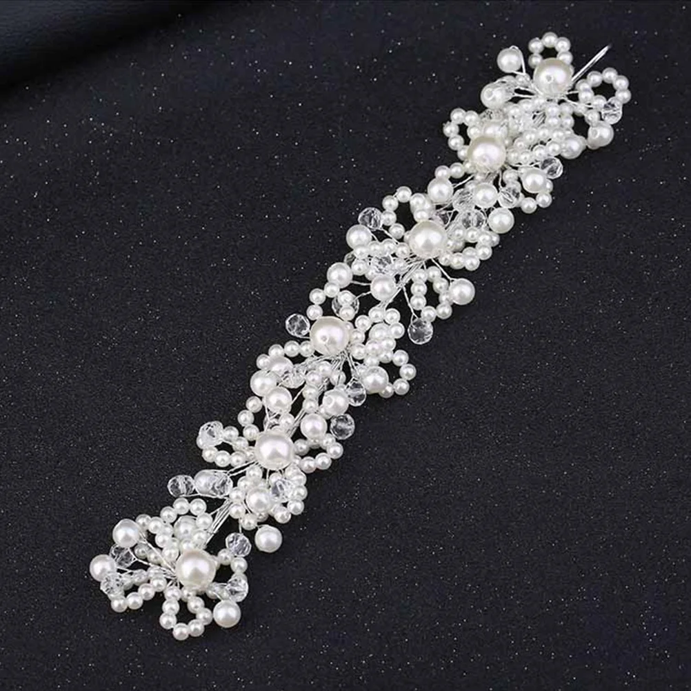 

White Crystal Bridal Headband Artificial Pearl Hair Accessories Wedding Headdress for Bride Delicate Hair Decor