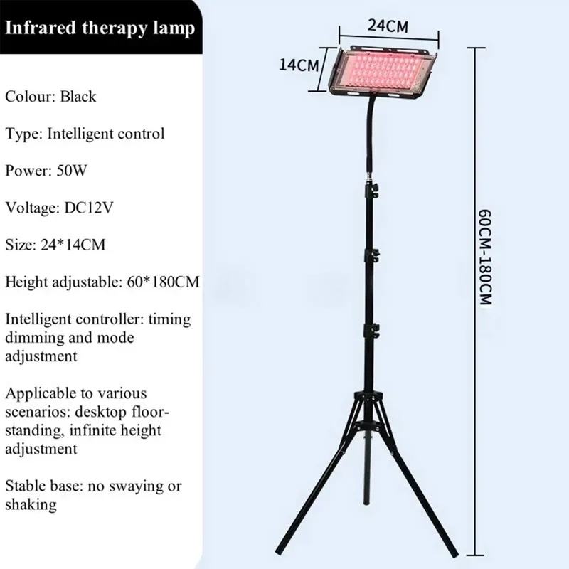 50W Roodlichttherapielamp Infraroodlichttherapie met standaard 660nm en 850nm NIR-lichtapparaat voor lichaamspijnverlichting Huidverzorging