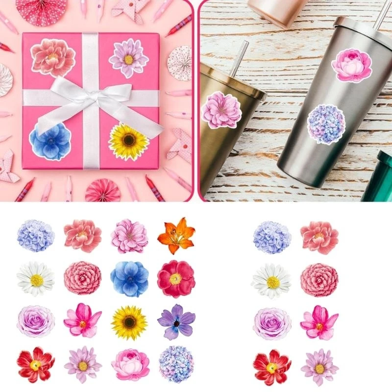 

500Counts Flower Seal Sticker Adhesive Wrapping Label Floral Sticker for Scrapbooking Journal Notebook Album Packaging