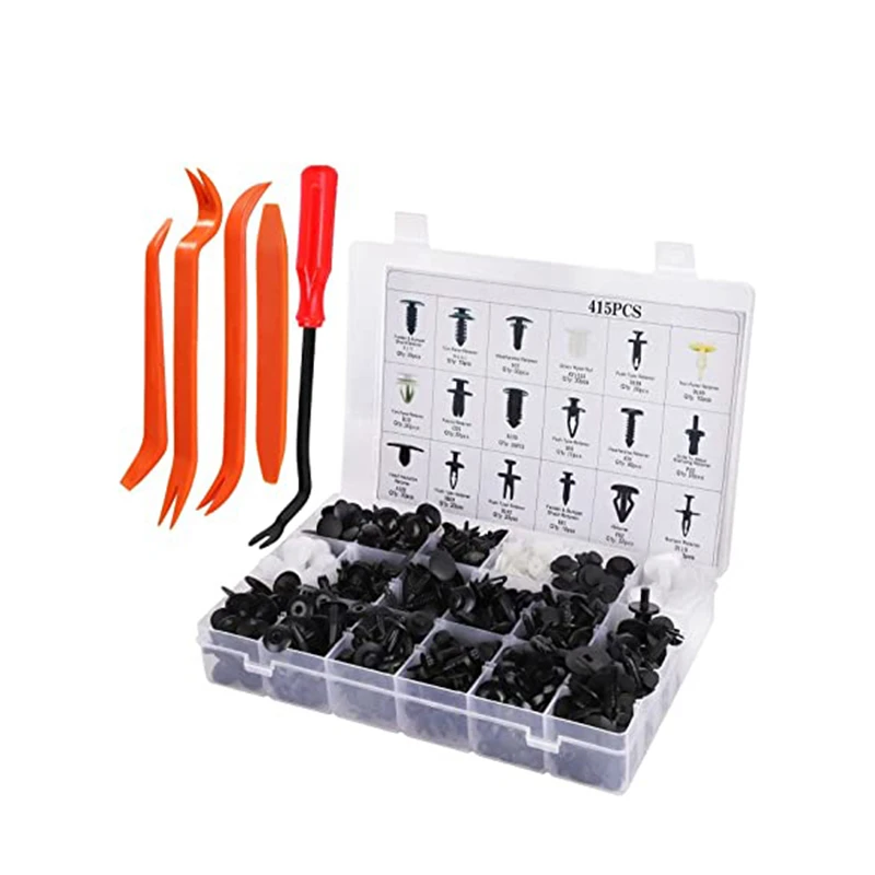 

415pcs/set Clips Car Body Plastic Push Pin Fender Bumper Fasteners Rivet Screwdriver