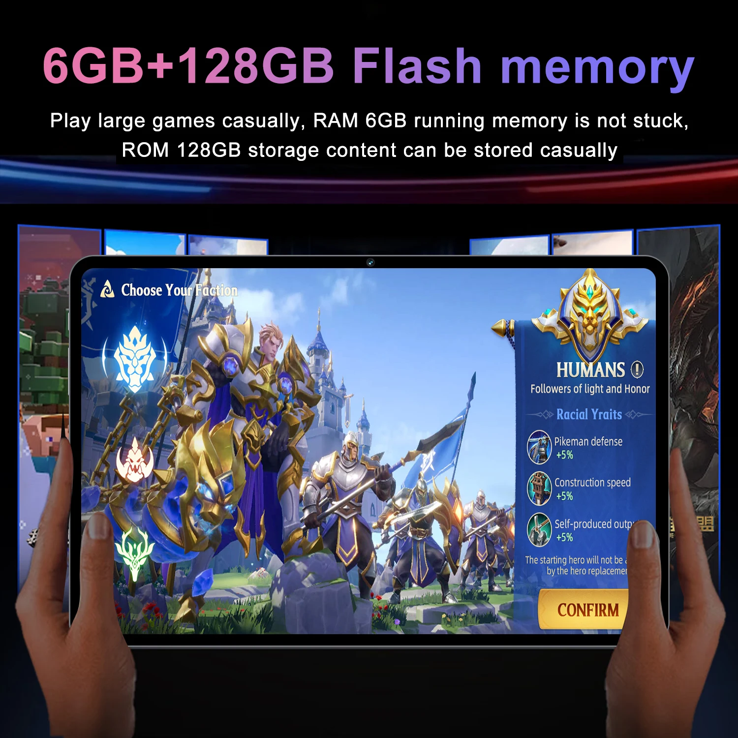 Android 15 Tablet 10.1 Inch HD Touch Screen 6GB RAM 128GB ROM Octa Core 6000mAh WiFi 6 Tablet With Protective Case