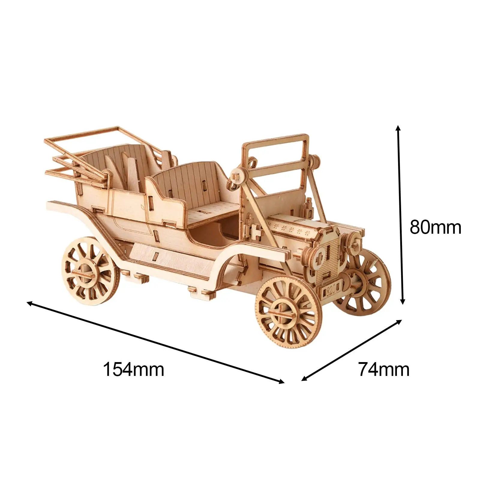 3D木製パズルモデルカーキット、自己組織化、レトロな手工芸品