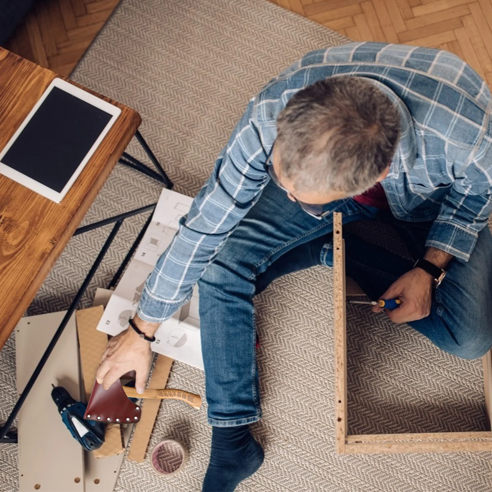 

Hatchet Head Protect Cover Portable Protective Casing Axe Blades Protectors Universal Metal Buckle Easy Install Decoration