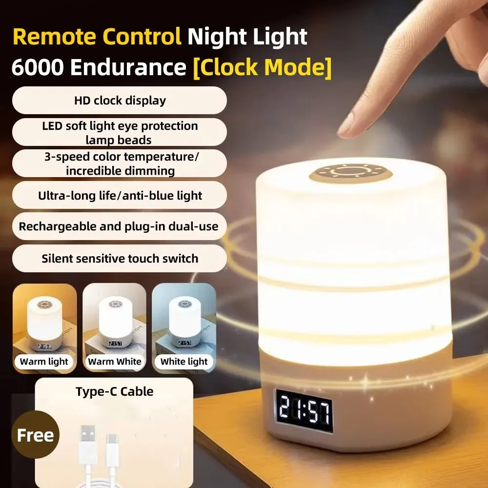 

Energy-Saving Dimmable LED Desk Lamp Touch Control Three Colors Night Light Remote Control USB Charging Bedside Lamp Bedroom