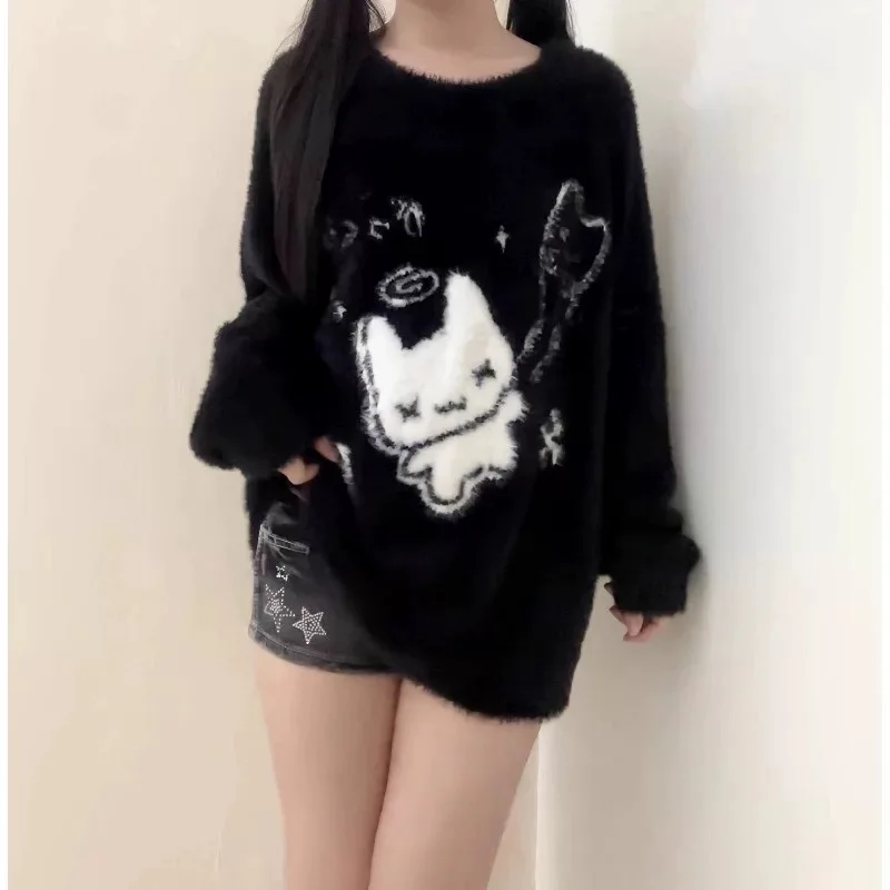 Deeptown Japanese Style Kawaii Sweater Women Gothic Y2k Vintage Long Sleeve Knitted Pullover Harajuku Punk Streetwear Sweaters