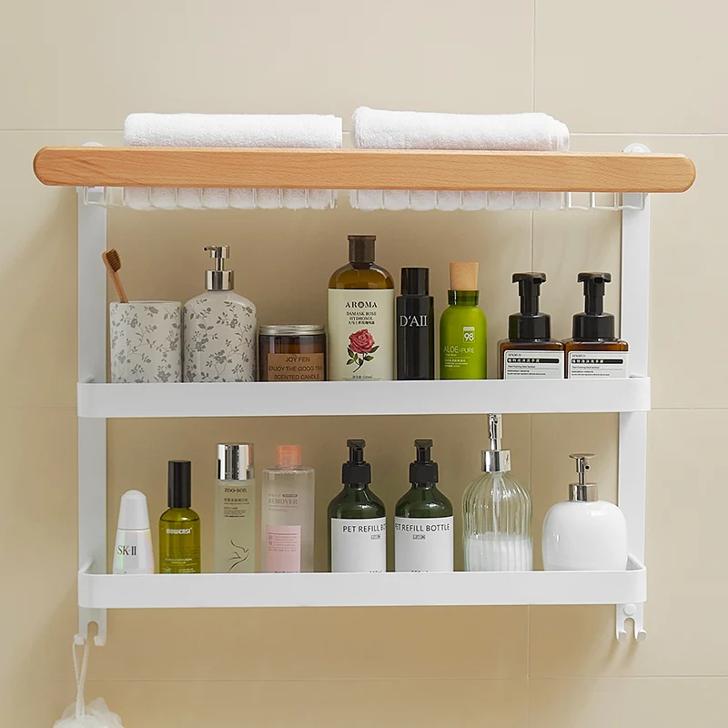 

Bathroom storage rack, towel rack, integrated non perforated bathroom