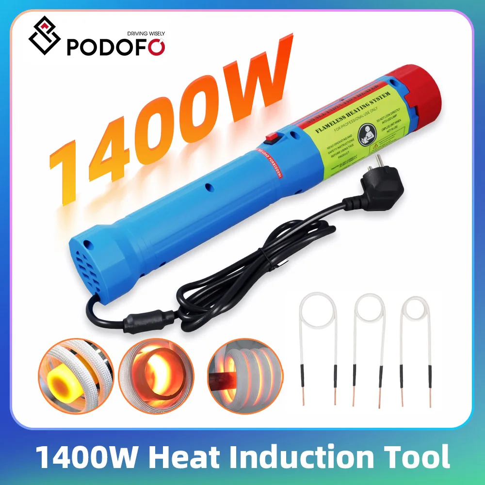 Podofo Induction Heater 1400W Handheld Mini Nut Heater Magnetic Induction Heater Bolt Removal Heating Induction Tool Repair Tool