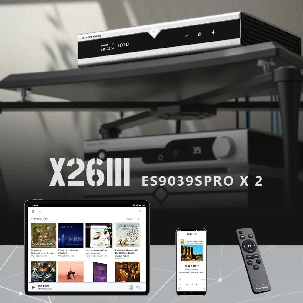 Gustard DAC-X26III DuaI ES9039SPRO DAC ネットワークストリーミングデコーダー デスクトップHiFiオーディオDAC X26 III