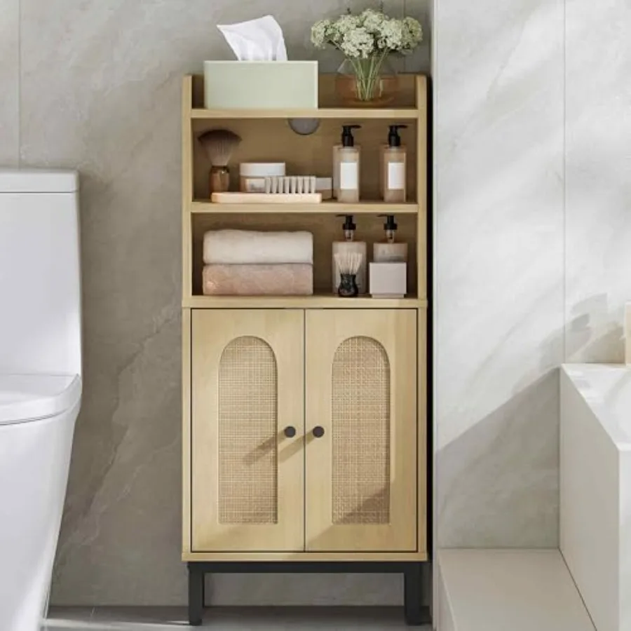 

Bathroom Storage Cabinet, Small Floor Cabinet with 2 Door and Shelves, Toilet Paper Cabinets, Bathroom Organizer with Adjustabl