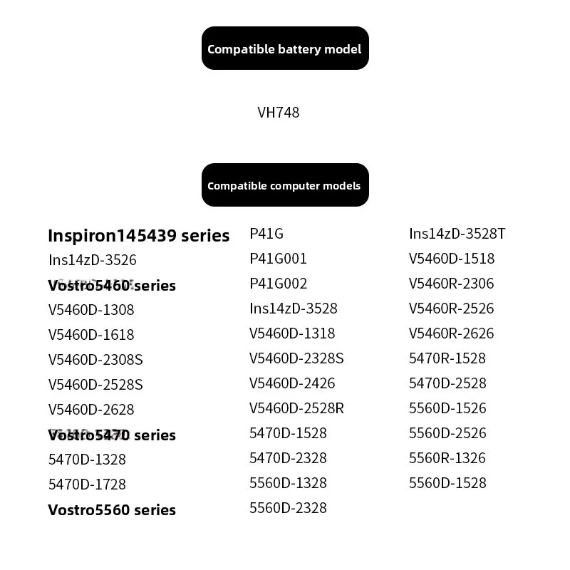 Laptop Battery for Dell Vostro 5460 5470 5560 14 5439 - Compatible with VH748 P41G | 11.1V 4240mAh Replacement Battery