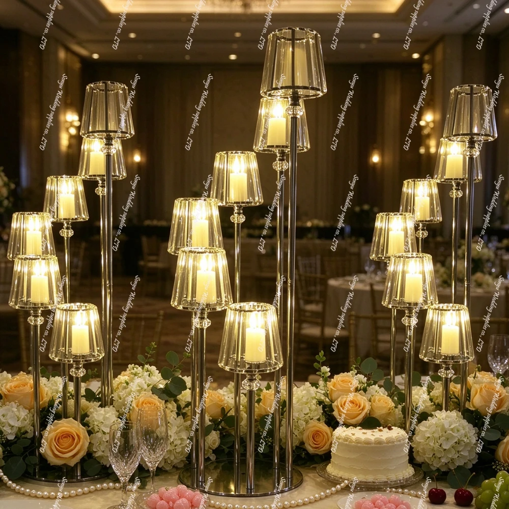5pcs/10pcs new  6-Arm Metal Candle Holder Wedding Decoration Table Centerpieces Metal Candelabra Candle Holder Party Wedding Dec