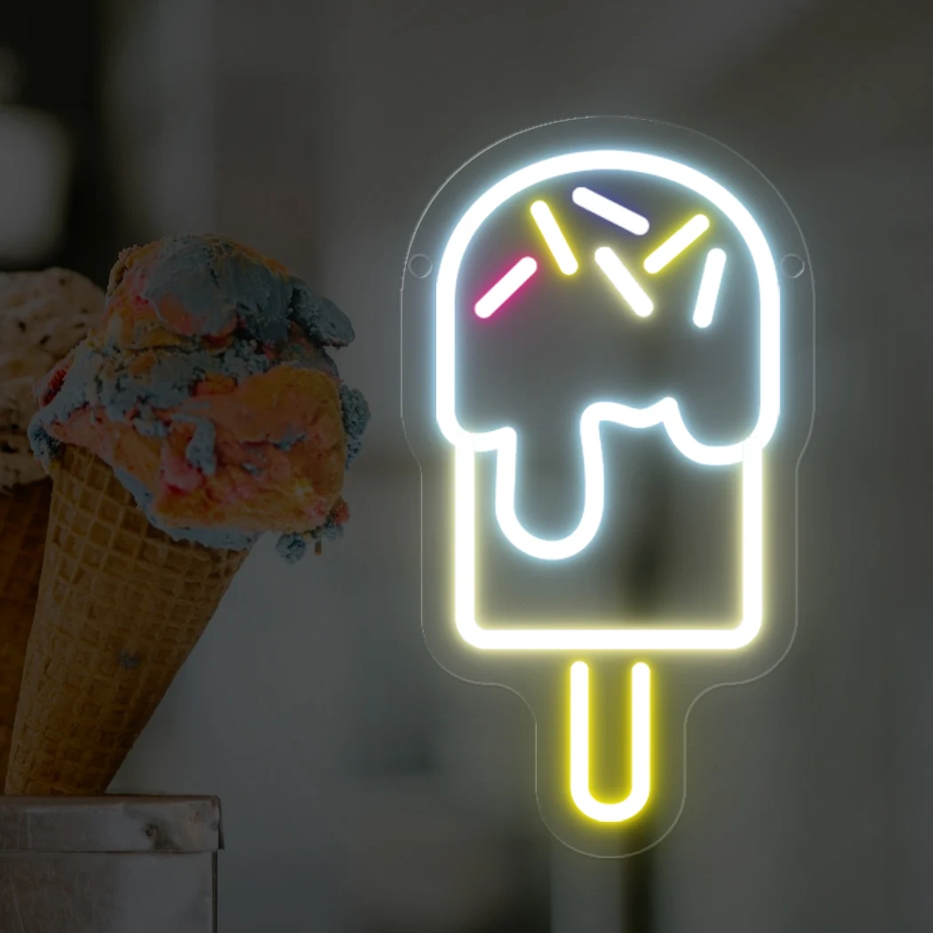 Ice Cream LED Neon Sign Light For Store Home Room Party Ice Cream Shop Pub Club Bar Shop Sign Wall Decoration Birthday Gift Neon