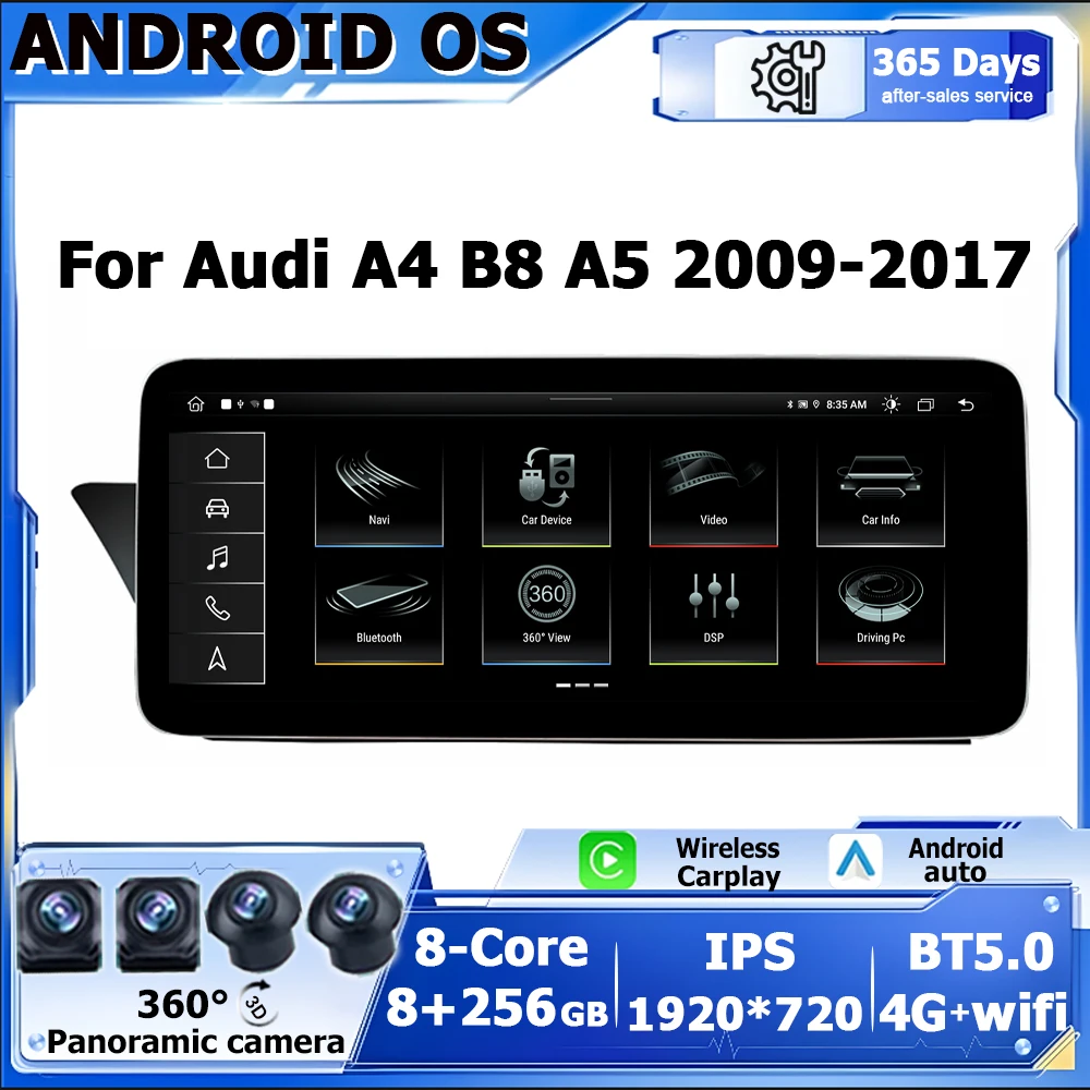 

Автомобильный экран Android OS 12,3 дюйма для Audi A4 B8 A5 2009-2017 GPS Navi Мультимедиа Стерео Авто Радио WIFI Google Carplay