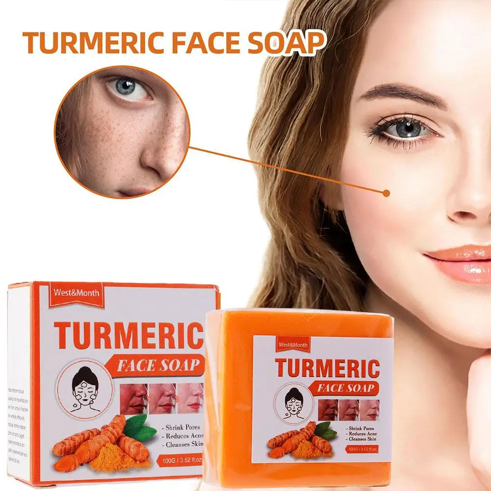 100g Turmeric Ginger Soap Anti Acne Skin Brighten Face Oil Essential Remove Body Pimples Soap Bath Handmade Spot Cleansing Z0E0