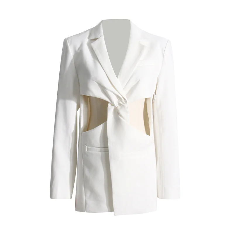 مزاجه ركاب دعوى المرأة الخريف موضة جديدة جوفاء الخصر تصميم البدلة سترة TRAF المرأة الصيف ملابس خارجية مكتب #1