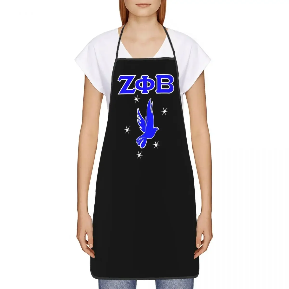 Unisex Zeta Phi Beta Bib Apron Adult Women Men Chef Tablier Cuisine for Cooking Kitchen African American Baking