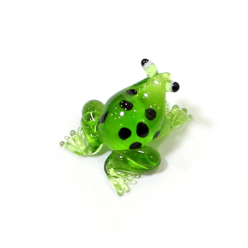 2 Stück Bunte Mini-Glas-Tierfiguren Niedliche Frosch-Miniatur-Statuen Ornamente für Zuhause Tischdekoration Feengarten Bonsai Deko-Zubehör – Detail 13