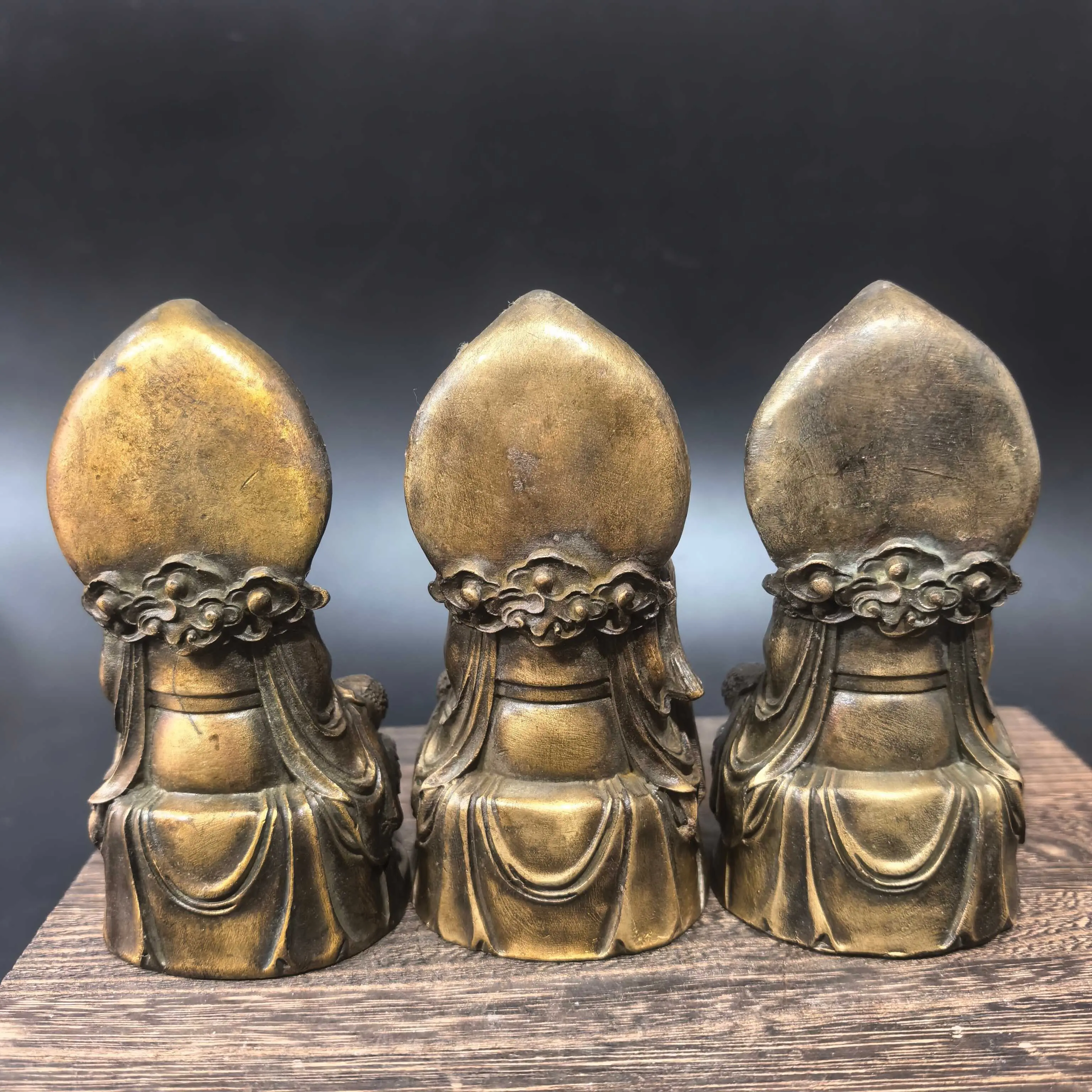 Antique alloy copper Sanqing Taozu Yuanshi Taishang Laojun Sanqing statue moral spirit treasure Tianzun statue ornament