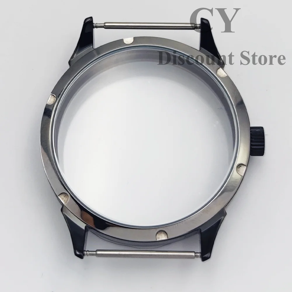 ETA6497 Watch Case 42mm Black Stainless Steel Watch Case fit ETA6497 6498 Seagull  ST3600 ST3620 ST36 Movement