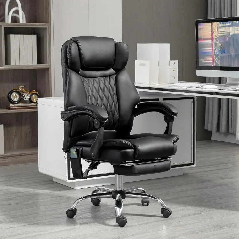 

Office Chair, Ergonomic Design, with Massage Heater, Reclining Massage, with Footstool, Height Adjustable, Swivel Task Chair