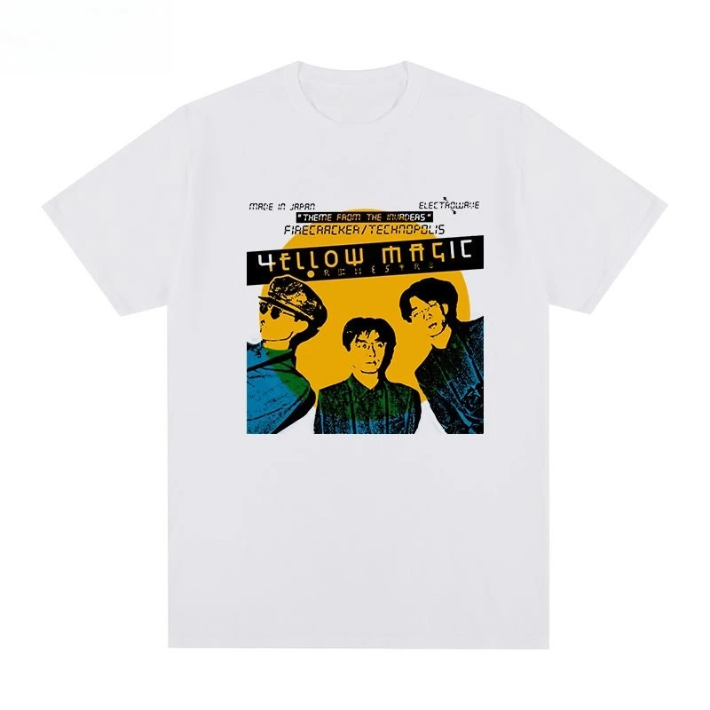 

YMO Band Yellow Magic Orchestra Japanese Rock Short-sleeved T-shirt, Pure Cotton for Men and Women, Retro Style
