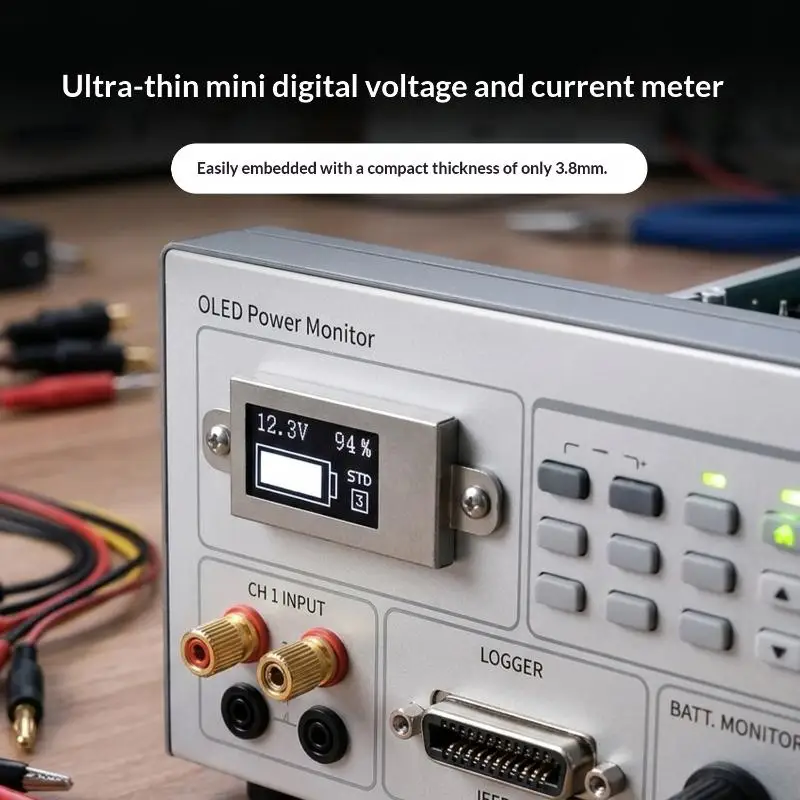 Mini Digital Battery Voltage Tester 0-30V DC Ultra-Thin Meter with 0.5in OLED Display for Automotive Maintenance Small Engine T