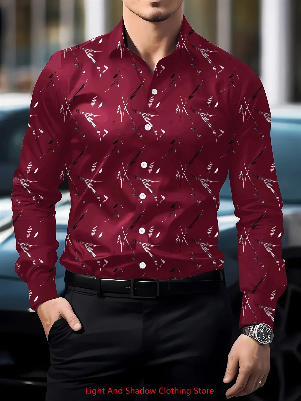 Men's Fashion Luxury Printed Shirt Long Sleeve Collar Button Top High Quality Business Casual Shirt Comfortable and Soft
