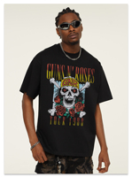 Rock Band GUN N ROSE Short Sleeve Fashion Brand Crewneck Cotton Casual Breathable High Quality Men's T-shirt