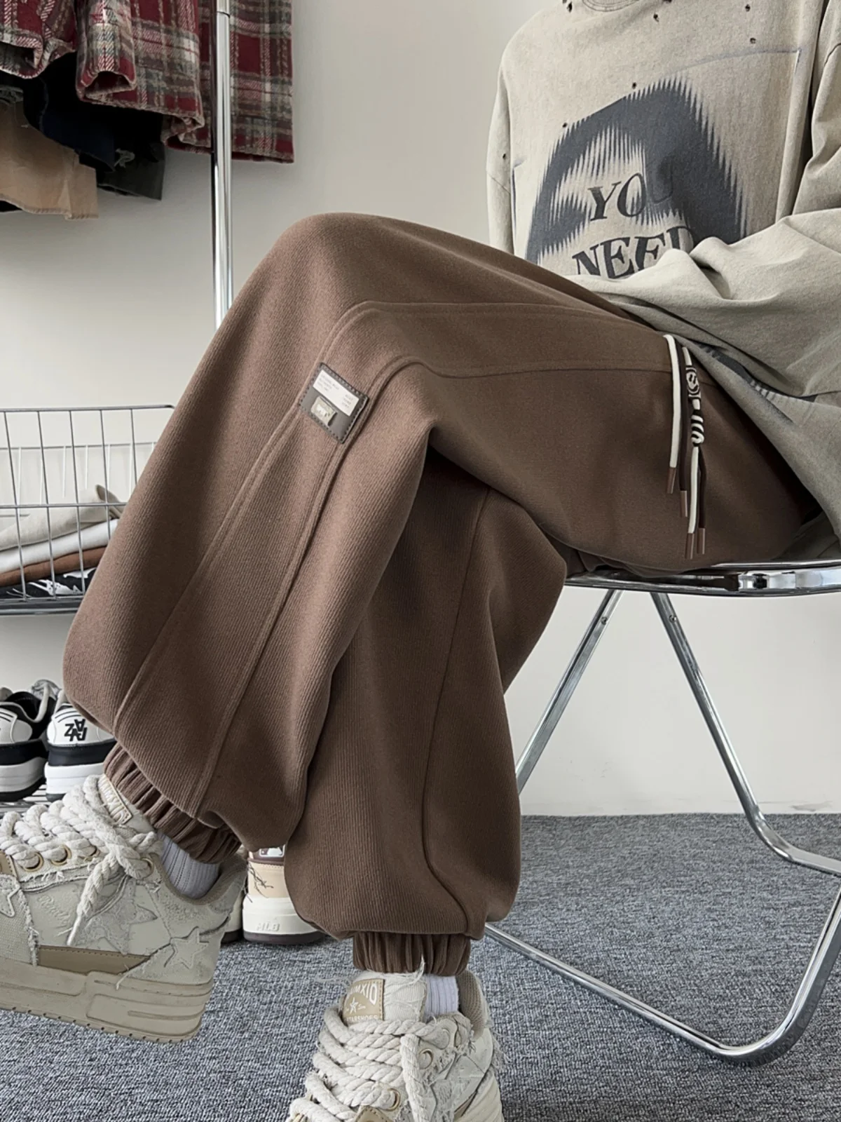 

Мужские брюки из вельвета кофейного цвета в американском ретро-стиле, спортивные повседневные брюки, новые весенне-осенние брюки с манжетами для отдыха