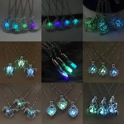 Halloween Luminous Tree of Life Time Magic Box Pendant Necklace New Jewelry Ancient Silver Clavicle Chain for Women Party Gifts