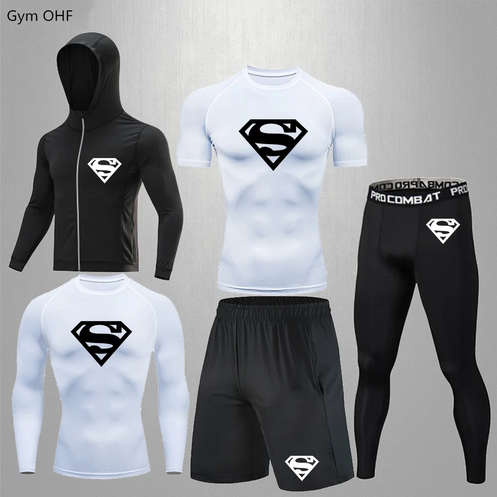 Man Sportswear Quick Dry Rashgard Sport Shirt Men Compression Pants Gym Running Shirt Men Fitness Leggings Clothes Tight Suit