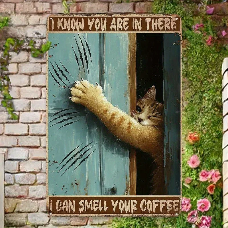 1 Piece of Vintage Wrought Iron Flat Two-Dimensional Decorative Wall Panel, Coffee Pattern, with the Phrase 