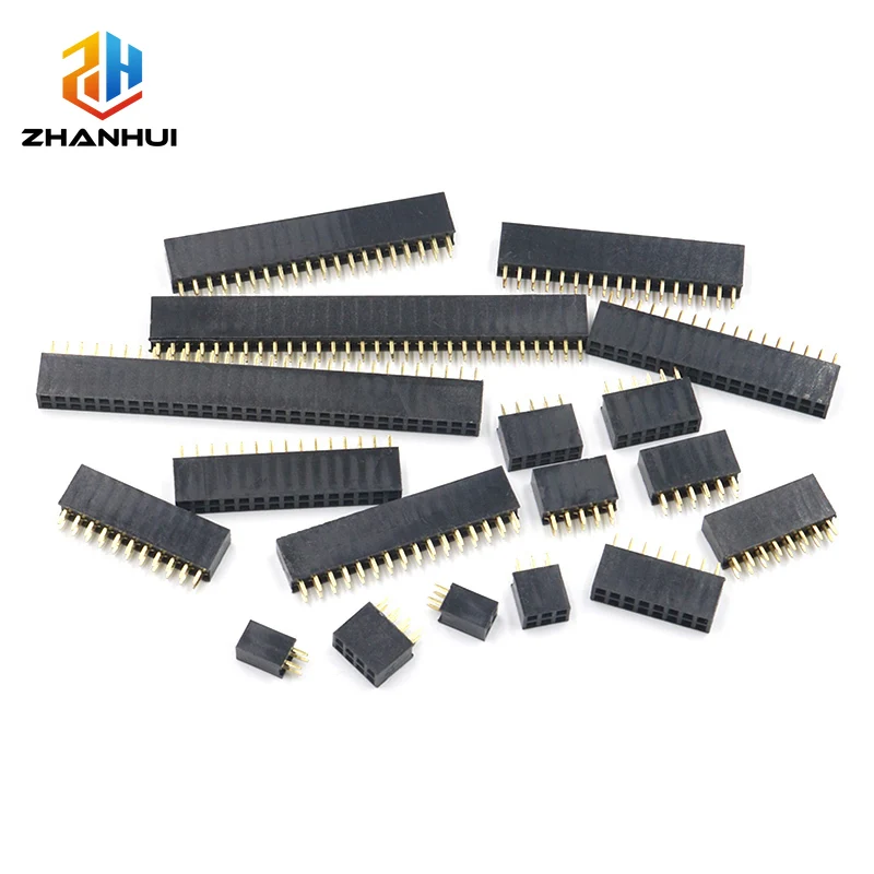 10pcs 2.54mm Double Row Female Header Socket - 22P-240P Pitch Pin Connector for PCB Projects