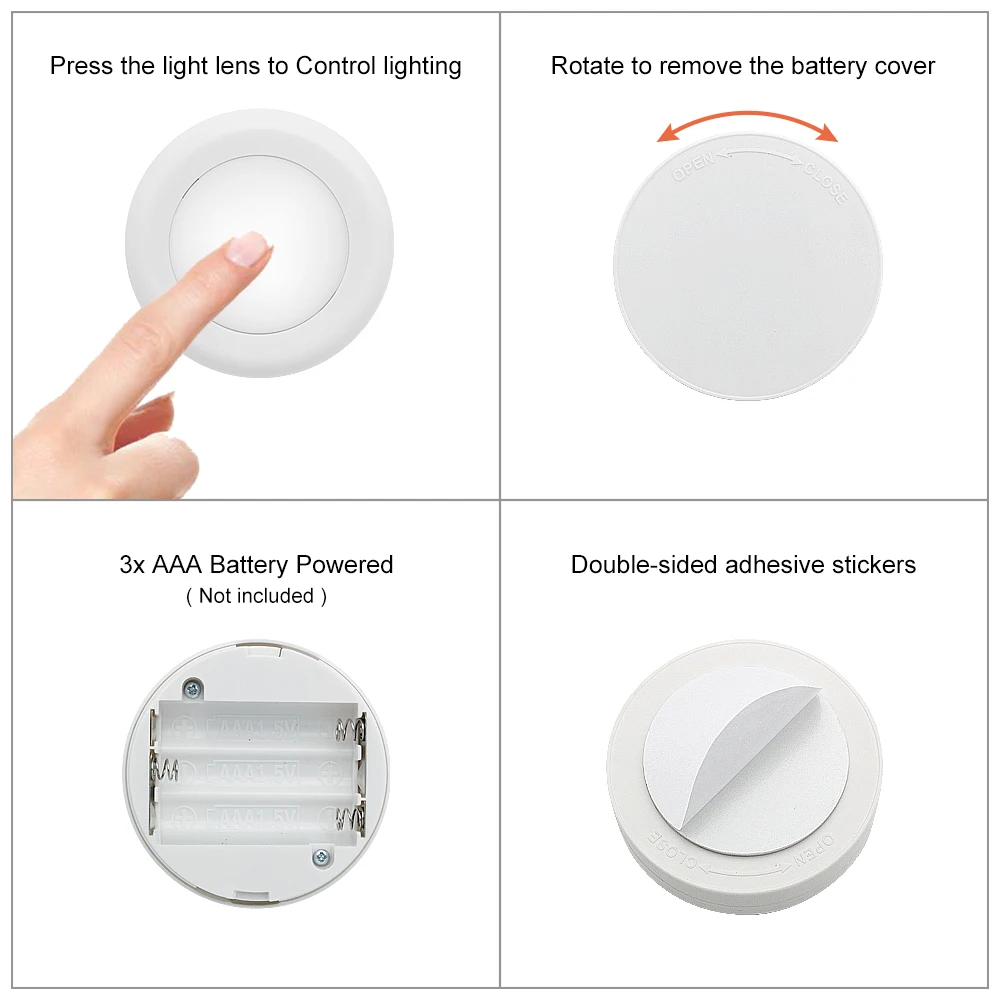 Wireless RGB RGBW LED Puck Light with Remote Control Under Cabinet Closet Light Stick On Lights For Kitchen Wall Wardrobe