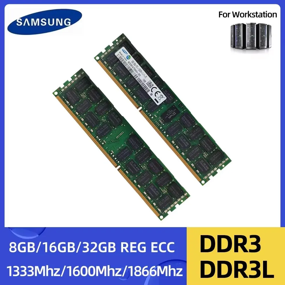 

SAMSUNG DDR3L DDR3 8GB 16GB 32GB REG ECC Server Memory 1333MHz 1600MHz 1866MHz DIMM RAM Registered Memory