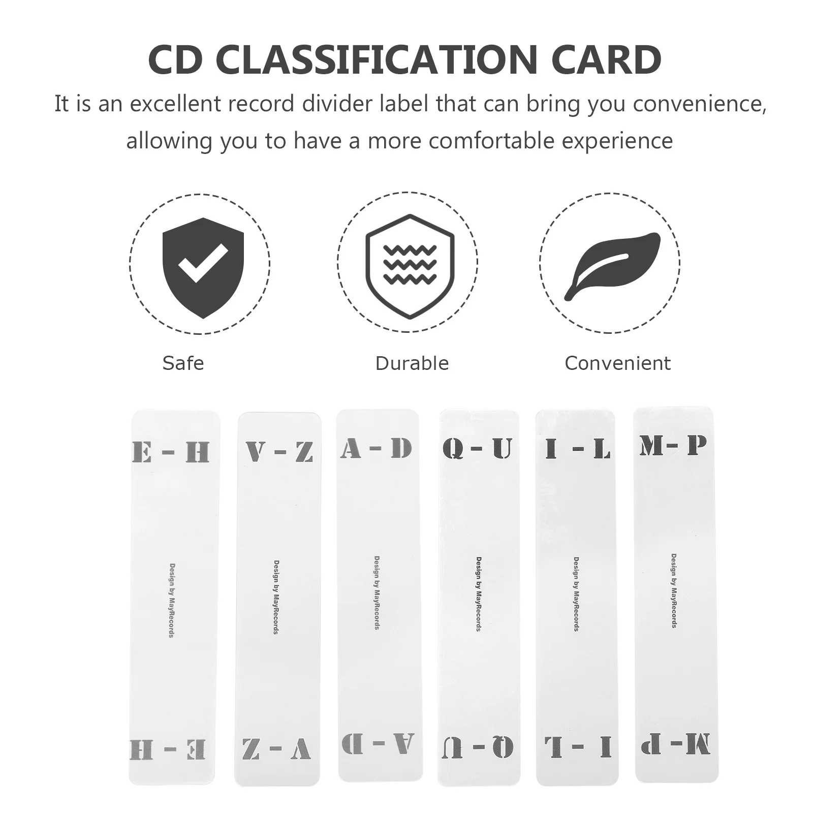 

6pcs Acrylic Clear Classification Card Vertical Label For Record Organizer A- Divider Shelf Storage Folder Tab